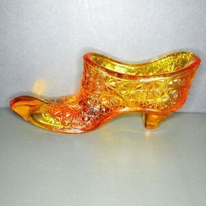 Fenton Glass Shoe Orange Color Home Decor Accents